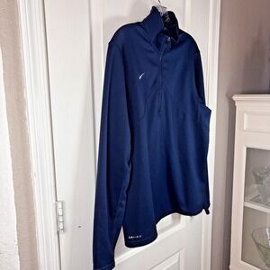 Nike Dri-Fit Men's Pullover Jacket‎ Medium Navy Blue Quarter Zip EUC Athletic